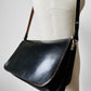 Black Structured High-Quality Leather Turn Locking Adjustable Handle Handbag Purse