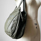 1970s Olive Green Grey Chunky Triple Zippered Compartment Leather Purse