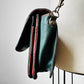 1990s Green Black Rust Brown Buttery Soft Leather Travel Wallet Organizer Crossbody Purse