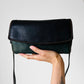 1990s Green Black Rust Brown Buttery Soft Leather Travel Wallet Organizer Crossbody Purse