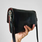 1990s Green Black Rust Brown Buttery Soft Leather Travel Wallet Organizer Crossbody Purse