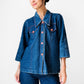 1990s 70s Style Blue Jean Button Front Jacket - Sz. S