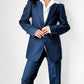 1970s Navy Blue Pinstripe Gender Fluid Pant Suit- S/M