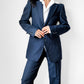 1970s Navy Blue Pinstripe Gender Fluid Pant Suit - Sz. XS/S