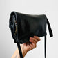 1990s Black Butter Soft Leather Travel Organizer Wallet Crossbody Wristlet Bag Purse