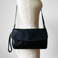 1990s Black Butter Soft Leather Travel Organizer Wallet Crossbody Wristlet Bag Purse