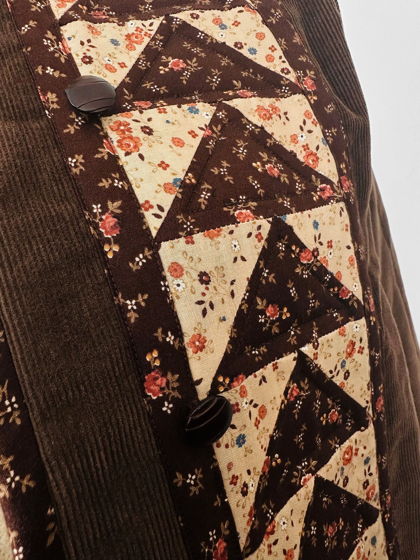 1970s Handmade Corduroy and Patchwork Quilted Jacket - Sz. S/M