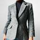 1960s Grey Single Button Tweed Wool Tapered Waist Jacket - Sz. S