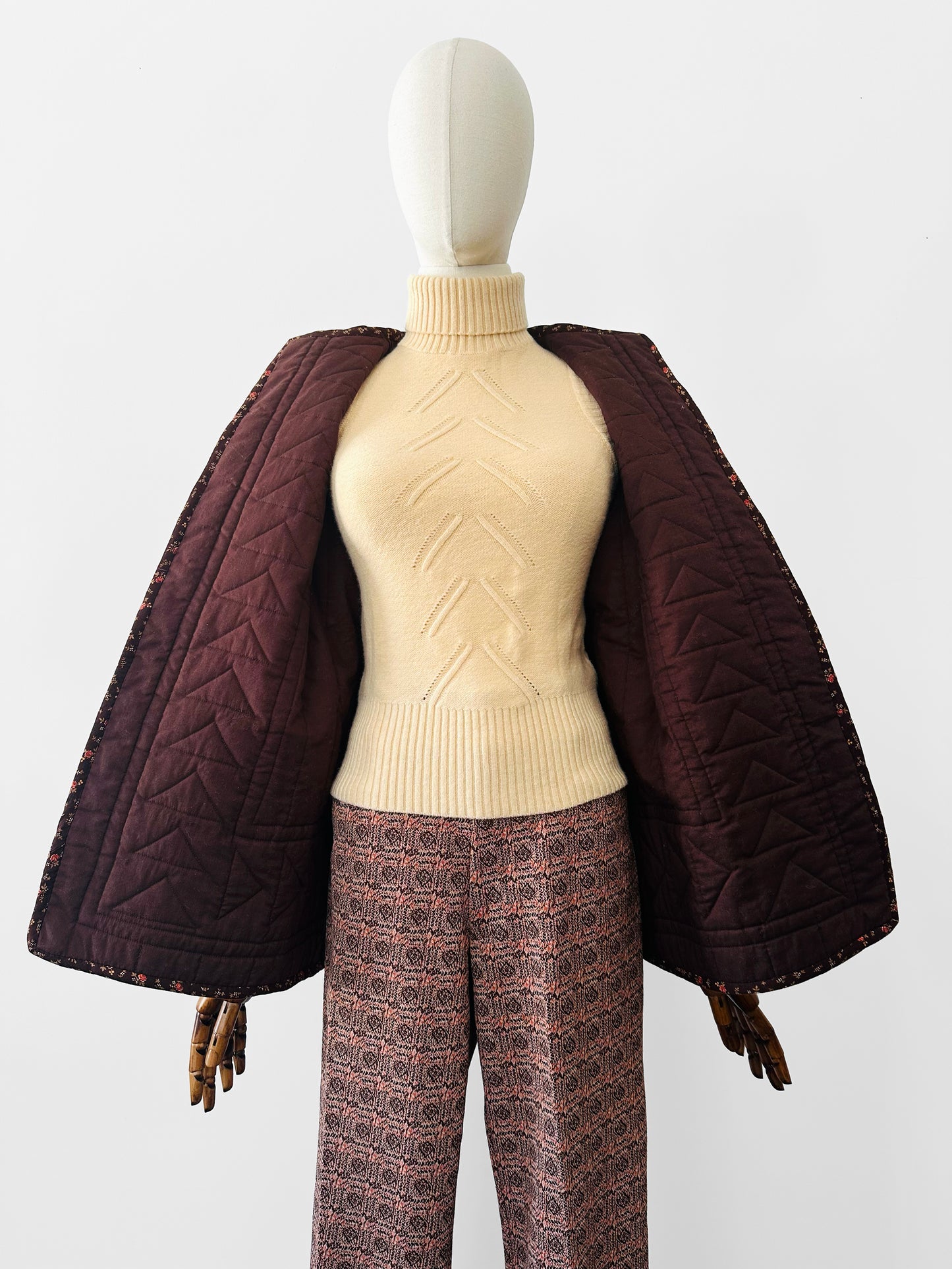 1970s Handmade Corduroy and Patchwork Quilted Jacket - Sz. S/M