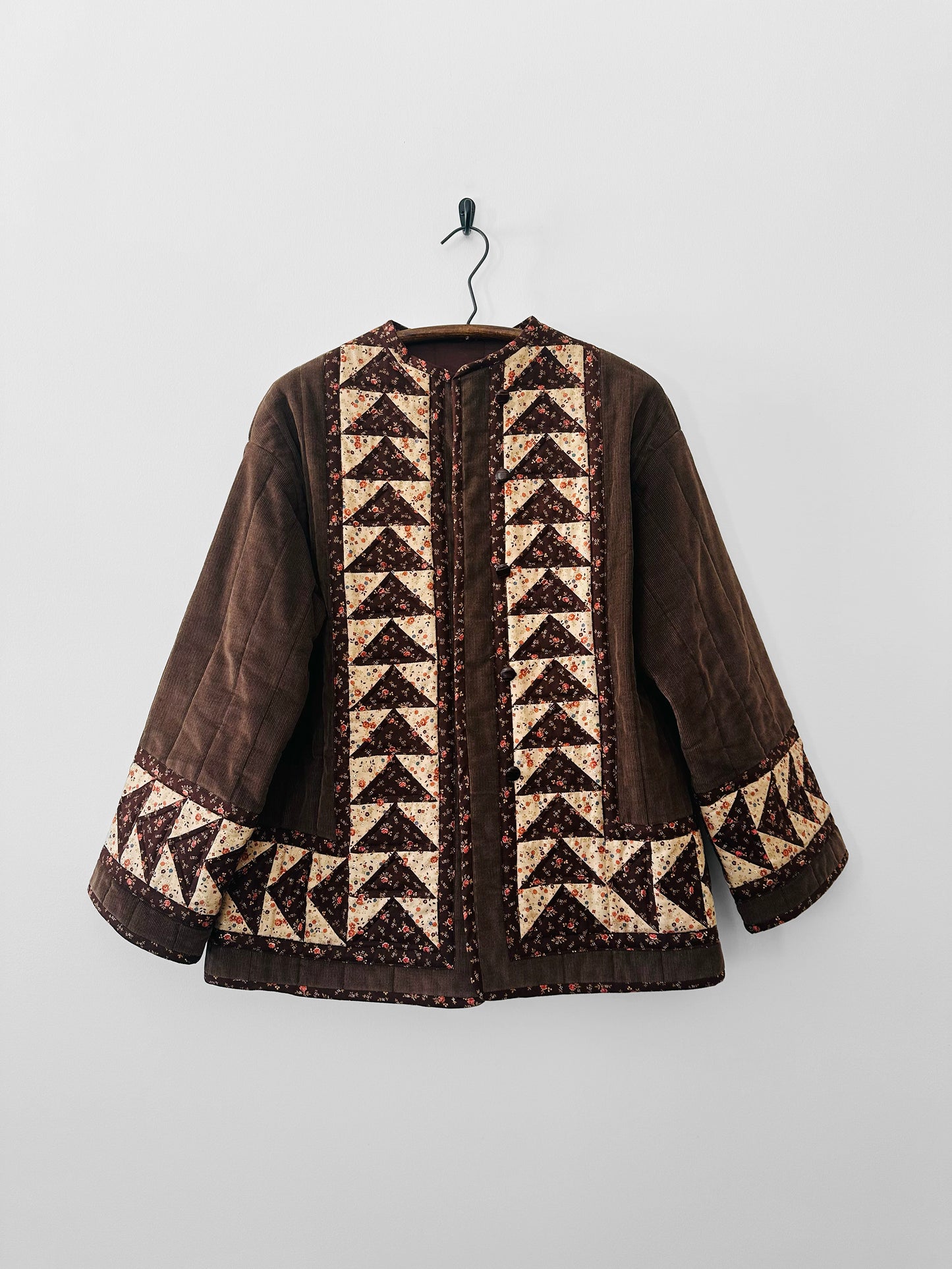 1970s Handmade Corduroy and Patchwork Quilted Jacket - Sz. S/M