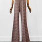 1970s Patterned Jacquard Wide Waistband Bell Bottom Pants - Sz. S/M