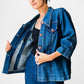 1990s 70s Style Blue Jean Button Front Jacket - Sz. S