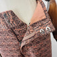 1970s Patterned Jacquard Wide Waistband Bell Bottom Pants - Sz. S/M