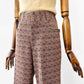 1970s Patterned Jacquard Wide Waistband Bell Bottom Pants - Sz. S/M