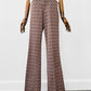 1970s Patterned Jacquard Wide Waistband Bell Bottom Pants - Sz. S/M