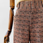 1970s Patterned Jacquard Wide Waistband Bell Bottom Pants - Sz. S/M