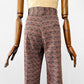 1970s Patterned Jacquard Wide Waistband Bell Bottom Pants - Sz. S/M