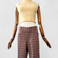 1970s Patterned Jacquard Wide Waistband Bell Bottom Pants - Sz. S/M