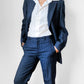 1970s Navy Blue Pinstripe Gender Fluid Pant Suit- S/M