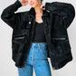 1980s Black Well Worn Suede Leather Bomber Style Jacket - O/S