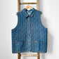 1980s Chambray Jean Denim Quilted Lightweight Snap-Button Vest