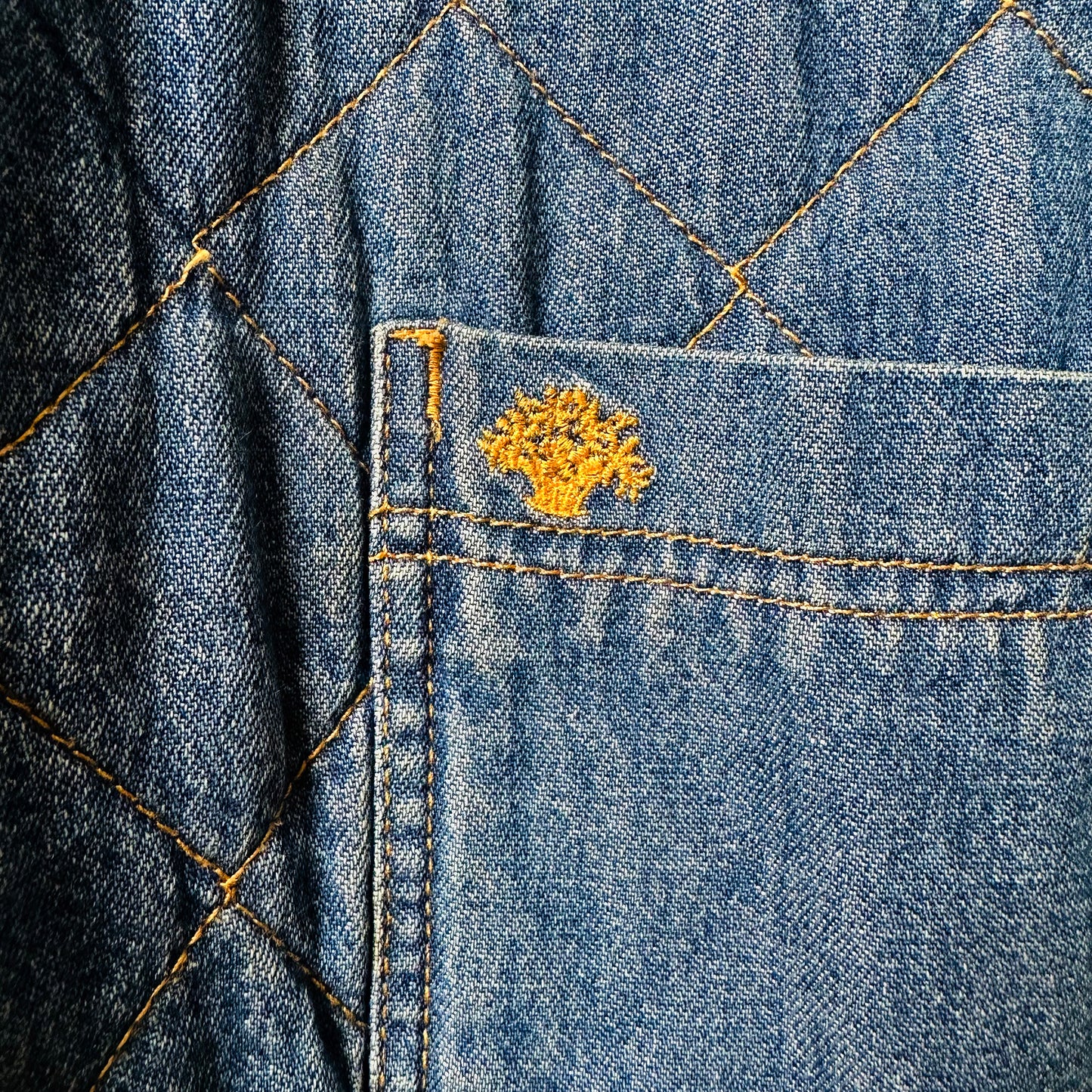 1980s Chambray Jean Denim Quilted Lightweight Snap-Button Vest