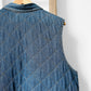 1980s Chambray Jean Denim Quilted Lightweight Snap-Button Vest