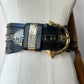 1970s - 1980s Wide Black and Gold Leather Cat Head Belt  - Sz. M/L