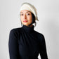 1980s EATON Cream and Grey Lambswool and Angora Knit Beret