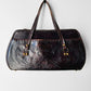 1960s - 1970s Dark Maroon Brown Tooled Leather Handbag