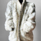 1980s Faux Fur Snow Leopard fax leather knit detail zip jacket - Sz. M/L