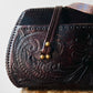 1960s - 1970s Dark Maroon Brown Tooled Leather Handbag