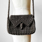 1970s Olive Brown Macrame Structured Crossbody Purse