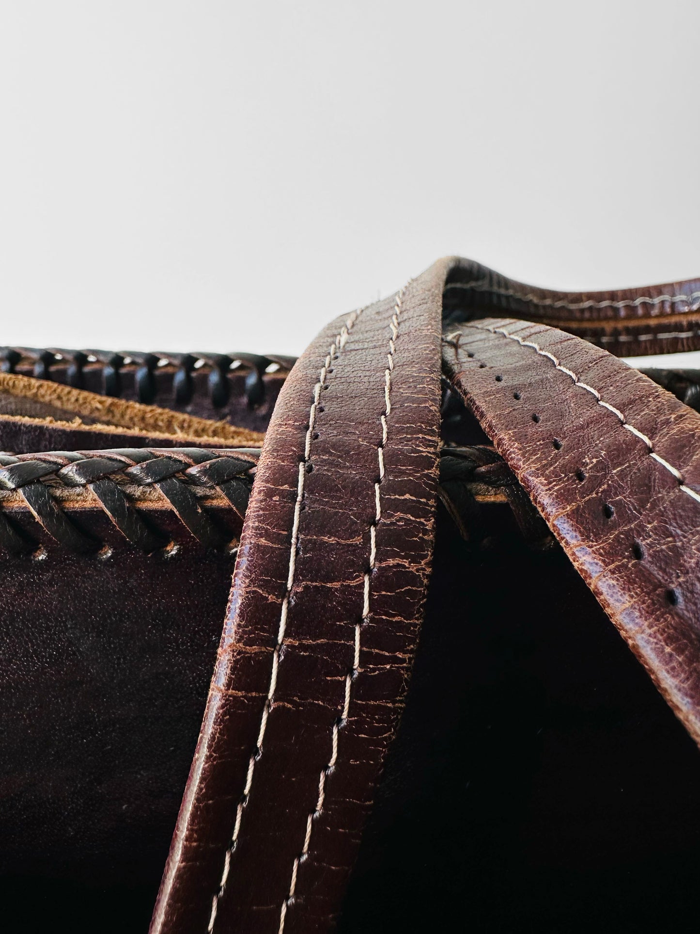 1960s - 1970s Dark Maroon Brown Tooled Leather Handbag