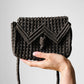 1970s Olive Brown Macrame Structured Crossbody Purse