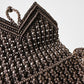 1970s Olive Brown Macrame Structured Crossbody Purse