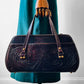 1960s - 1970s Dark Maroon Brown Tooled Leather Handbag