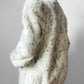 1980s Faux Fur Snow Leopard fax leather knit detail zip jacket - Sz. M/L