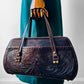 1960s - 1970s Dark Maroon Brown Tooled Leather Handbag