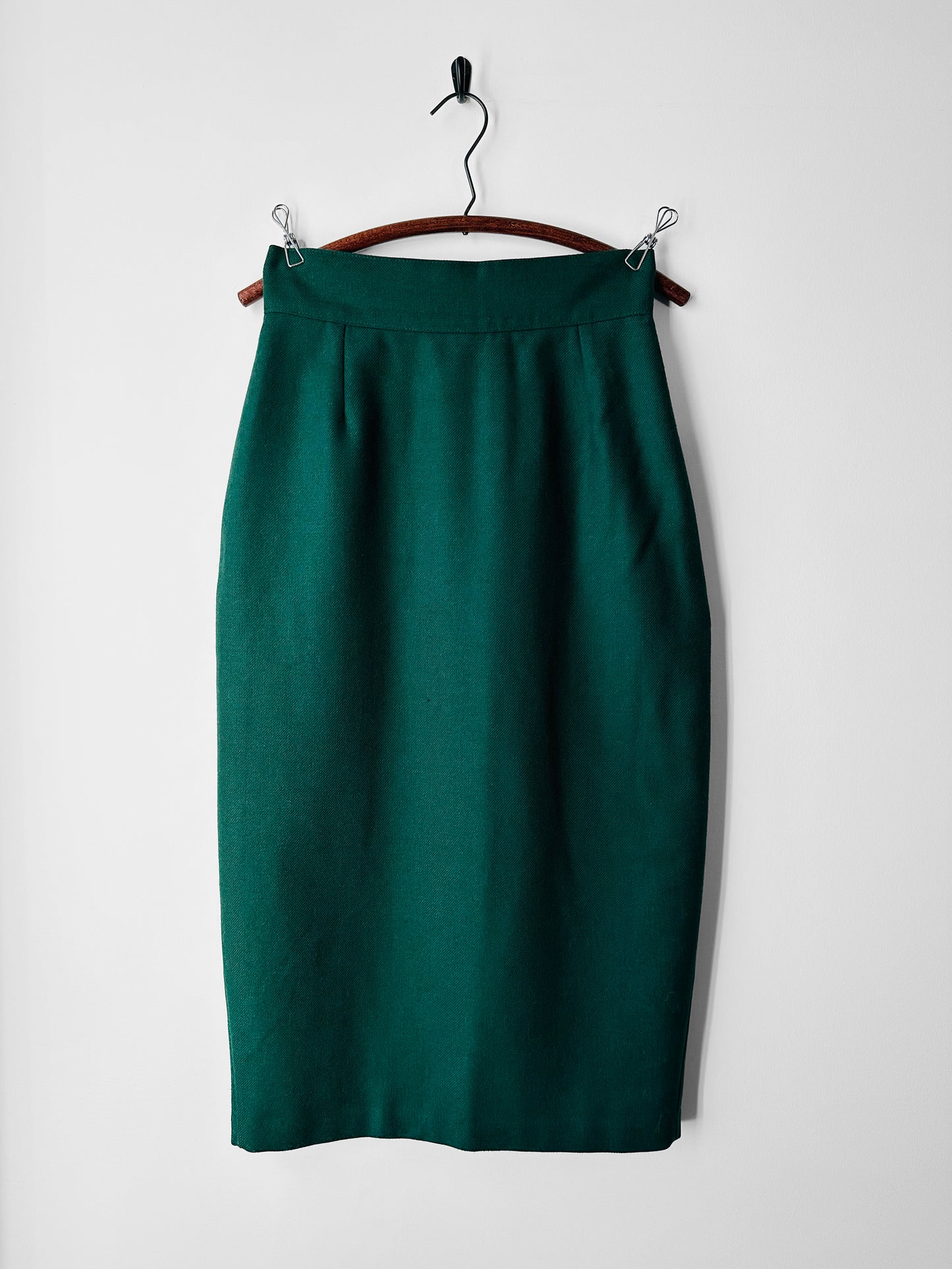 1980s Made in Canada Emerald Green Wool Blend Pencil Skirt - Sz.M