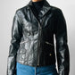 1970s - 1980s Black Asymmetrical Zippered Leather Biker Jacket - Sz. S