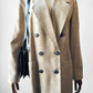 1980s - 1990s Kasper Light Beige Check Double-Breasted Blazer Jacket - Sz. S/M