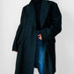 Hunter Green Double-Breasted Heavy Wool Military Trench Overcoat - Sz. M/L