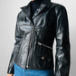1970s - 1980s Black Asymmetrical Zippered Leather Biker Jacket - Sz. S