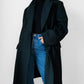 Hunter Green Double-Breasted Heavy Wool Military Trench Overcoat - Sz. M/L