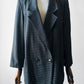1980s Black and Silver Metallic Textured Weave Patterned Double Breasted Blazer - Sz. S/M