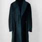 Hunter Green Double-Breasted Heavy Wool Military Trench Overcoat - Sz. M/L