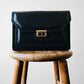 1970s Black Leather Boxy Structured Shoulder Bag