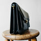 1970s Black Leather Boxy Structured Shoulder Bag
