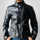1970s - 1980s Black Asymmetrical Zippered Leather Biker Jacket - Sz. S